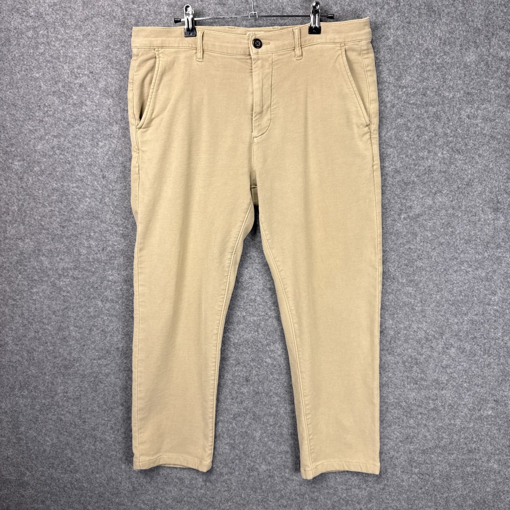 Faherty Brand Men's Knit Chino Pants Size 33 Khaki Tan Cotton Blend Stretch